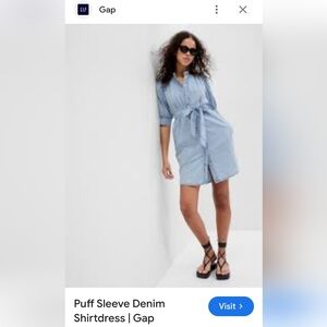 Gap puff sleeve DENIM Dress used once Size Large